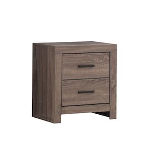 21.75 in. 2-Drawer Brown Wooden Nightstand
