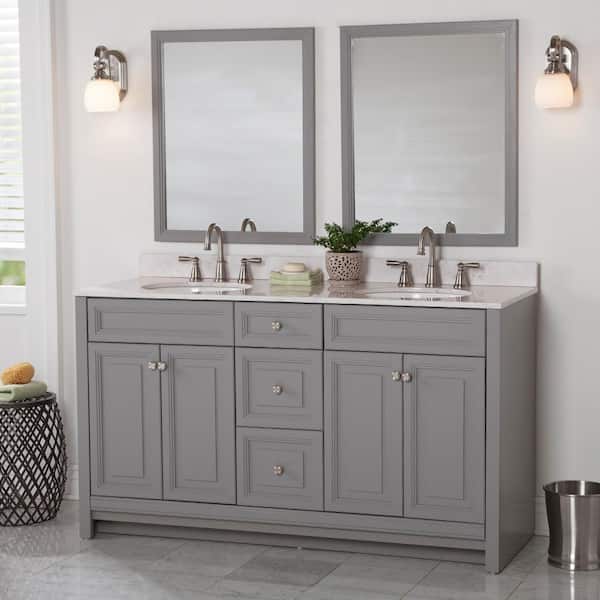 Home Decorators Collection Brinkhill 61 in. W x 22 in. D Bathroom Vanity in Sterling Gray with Stone Effect Vanity Top in Pulsar with White Sink