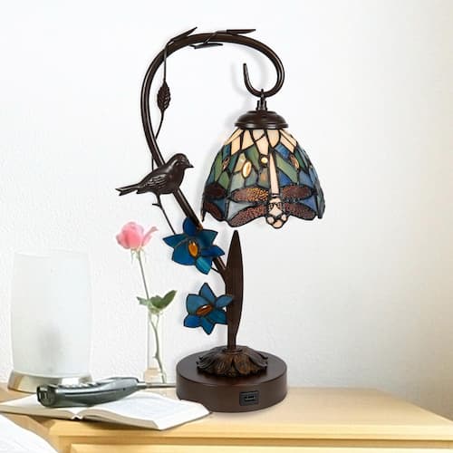 Bird 18 Tiffany Bronze Table Lamp