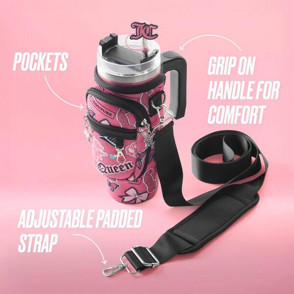 JUICY COUTURE Jetsetter 30 oz Pink Collage Stainless Steel Tumbler