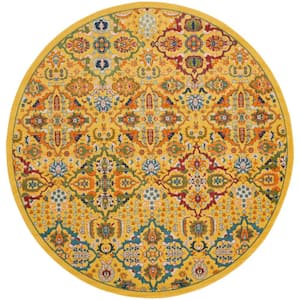 Allur Yellow/Multi 8 ft. x 8 ft. All-Over Design Transitional Round Area Rug
