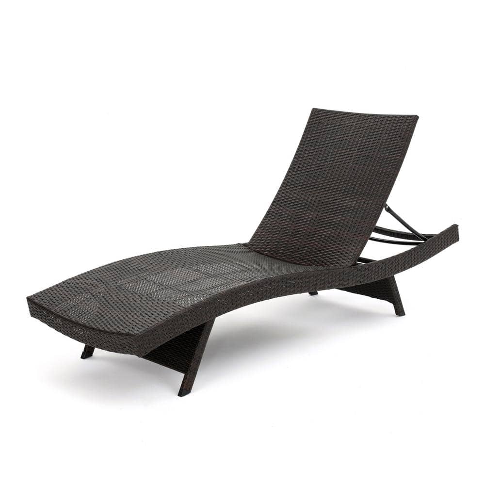 Modern Grey Rattan Wicker Outdoor Chaise Lounge Chair