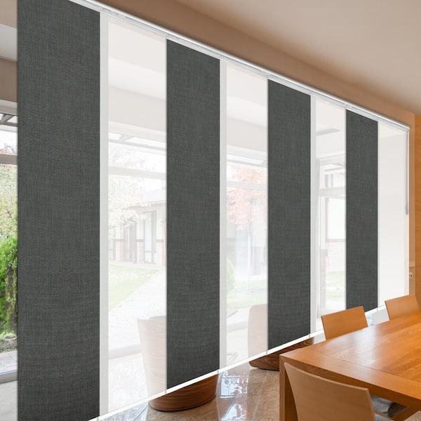 EMOH Granite Gossamer 130 in. - 175 in. W x 94 in. L Adjustable 8- Panel White Double Rail Panel Track with 23.5 in. Slates