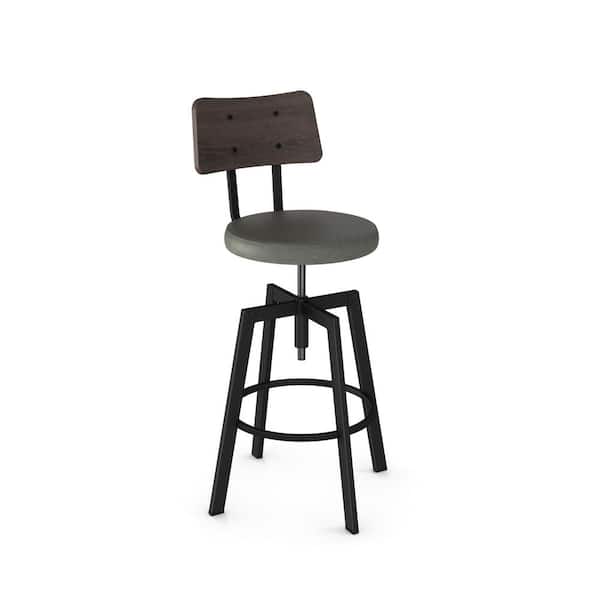 Amisco Symmetry Textured Black Metal Medium Grey Polyurethane Dark Grey Wood Adjustable Stool