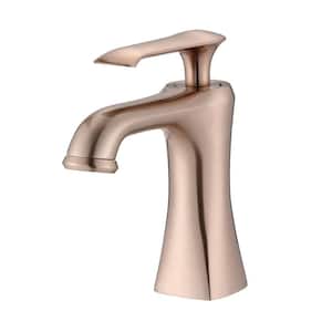 Single Handle Single Hole Bathroom Faucet in Rose Gold