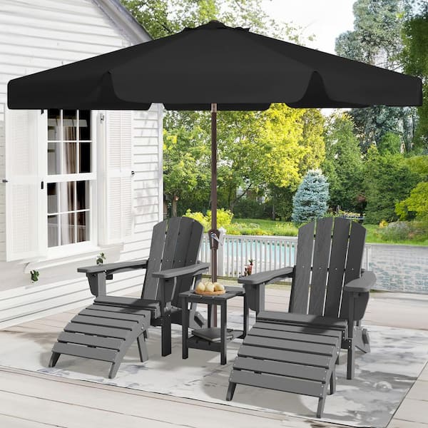 JEAREY 10 ft. Steel Market Crank and Tilt Outdoor Patio Umbrella in Black