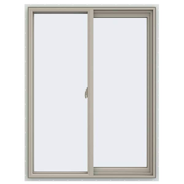 JELD-WEN 35.5 in. x 47.5 in. V-2500 Series Desert Sand Vinyl Right-Handed Sliding Window with Fiberglass Mesh Screen