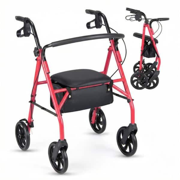 Wudkey 2-in-1 Rollator Walker with Seat, 8 in. Large Wheels and