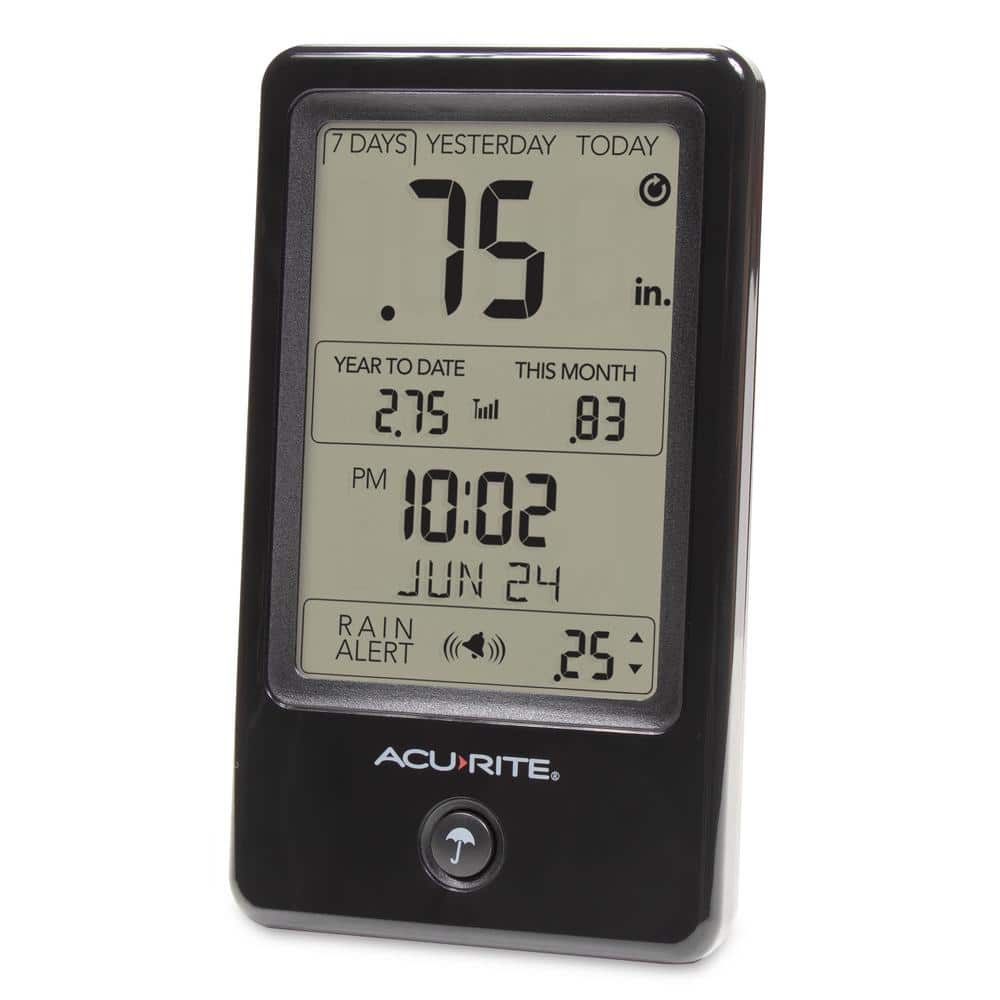 Wireless Black and Gray Digital Rain Gauge with Indoor Display