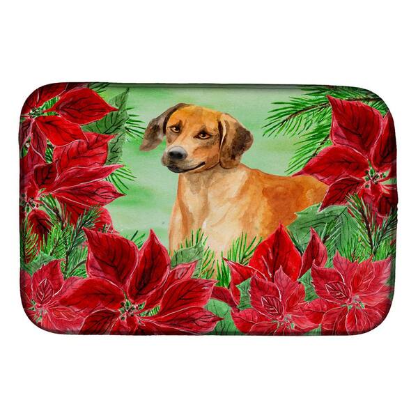 Caroline's Treasures 14 in. x 21 in. Multicolor Rhodesian Ridgeback  Poinsettias Dish Drying Mat CK1324DDM - The Home Depot