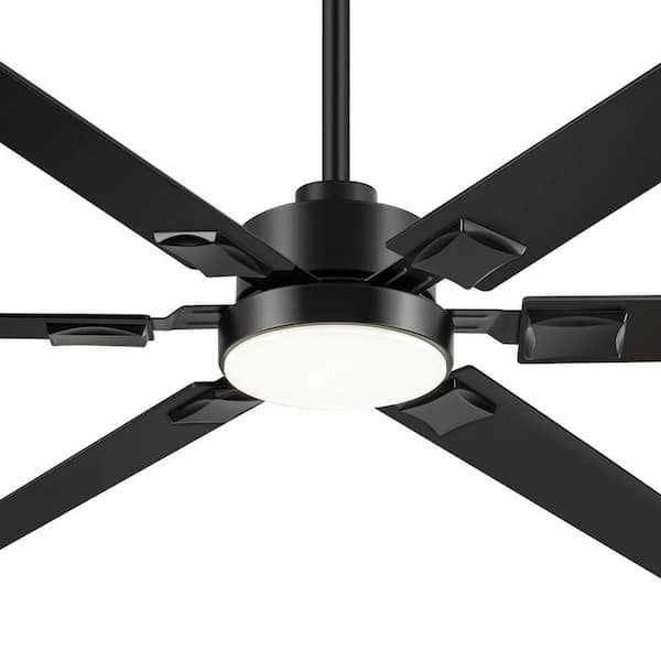 6 ft. Indoor Black Commercial Ceiling Fan with Adjustable White Integrated LED with 6-Reversible Blades and Remote