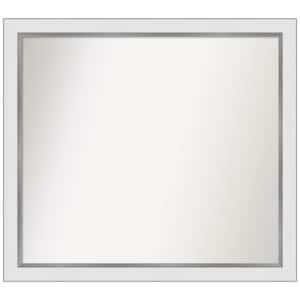 Medium Rectangle Satin White Silver Casual Mirror (26 in. H x 29 in. W)