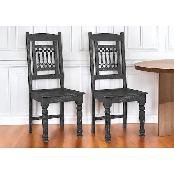 Black Solid Wood Side Chair (Set of 2)