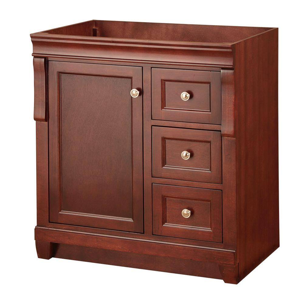 Home Decorators Collection Naples 30 In W Bath Vanity Cabinet Only In Tobacco With Right Hand Drawers Nata3021d The Home Depot