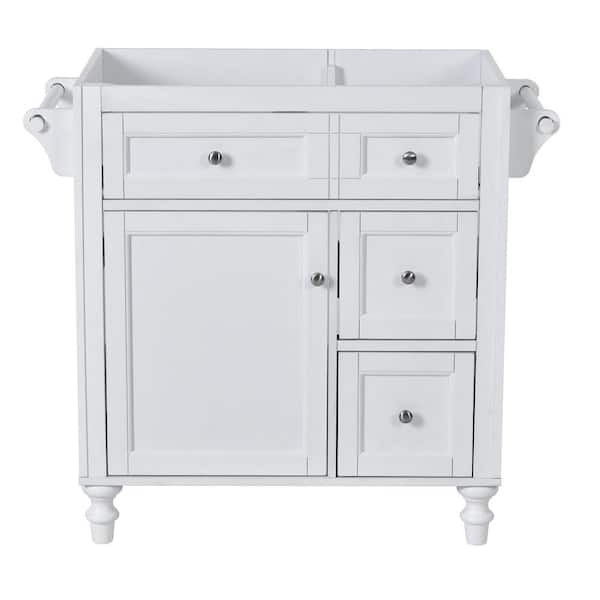 EPOWP 29.52 in. W x 17.87 in. D x 33 in. H Bath Vanity Cabinet without Top in White with with 4 Drawers and Towel Rack