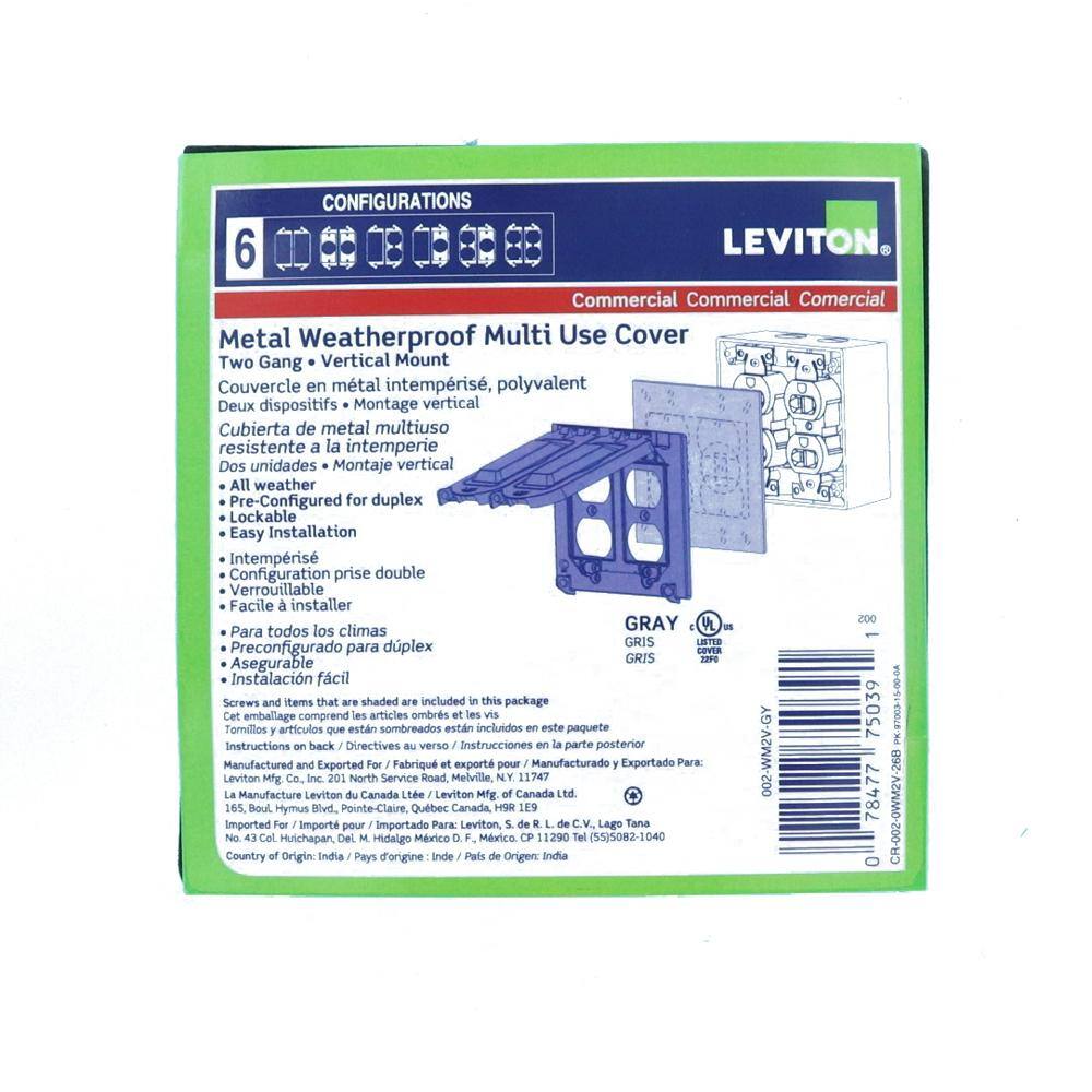 Gray Aluminum 2-Gang Weatherproof Cover with Lid