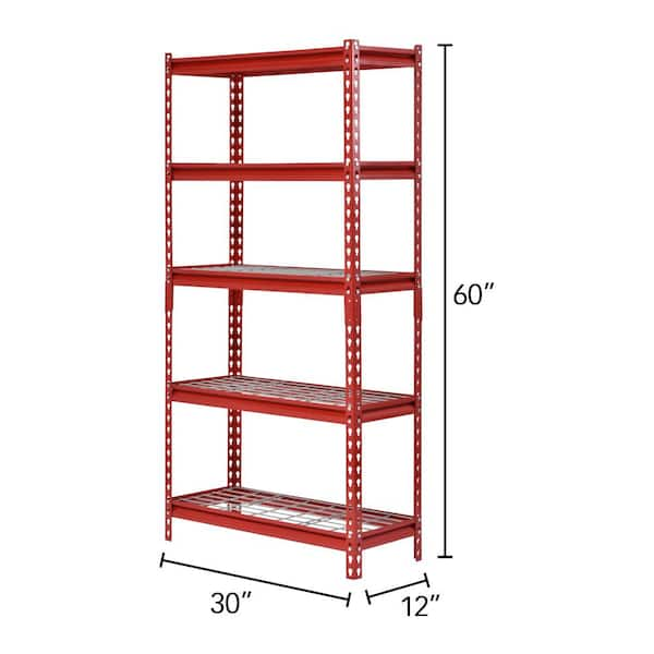 Muscle Rack 5-Tier Boltless Steel Garage Storage Shelving Unit in Silver  Vein (30 in. W x 60 in. H x 12 in. D) UR301260PB5P-SV - The Home Depot