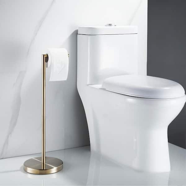 Round Freestanding Toilet Paper Holder Bathroom Accessories in Brushed Gold