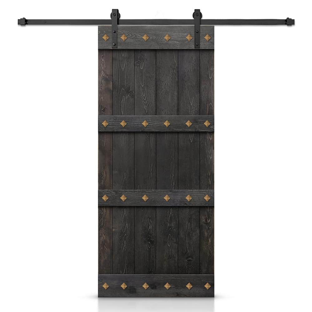 34 in. x 84 in. Charcoal Black Stained DIY Knotty Pine Wood Interior Sliding Barn Door with Hardware Kit and Clavos price history on PriceWatchPro