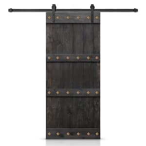 46 in. x 84 in. Charcoal Black Stained DIY Knotty Pine Wood Interior Sliding Barn Door with Hardware Kit and Clavos