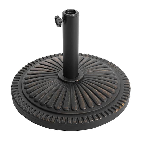 Black Polyethylene and Concrete Outdoor 26 lbs. 18 in. Round Patio Umbrella Base, for 1.5 in. -1.9 in. Umbrella Poles