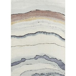Dahlia Collection Abstract Sunset Marbled Multi 2 ft. x 7 ft. Polypropylene Area Rug