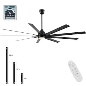 84 in. Windmill Integrated Dimmable LED Indoor Large Black Industrial Ceiling Fan with Remote and DC Reversible Motor