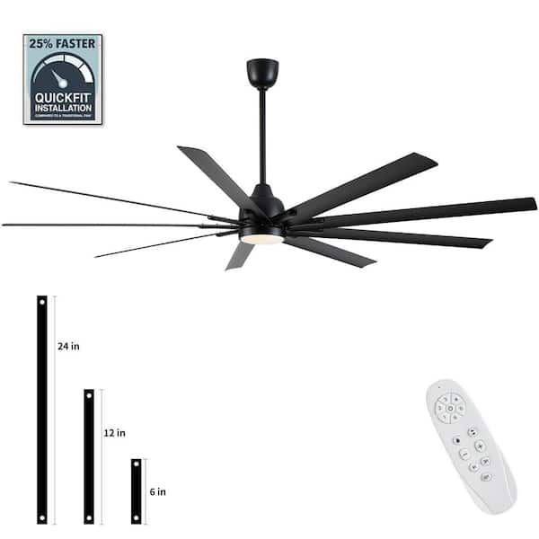 YUHAO 84 in. Windmill Integrated Dimmable LED Indoor Large Black Industrial Ceiling Fan with Remote and DC Reversible Motor