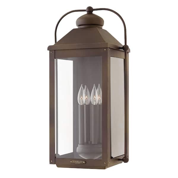 HINKLEY Anchorage Extra Large 4-Light Light Oiled Bronze Outdoor Wall Mount Lantern Sconce
