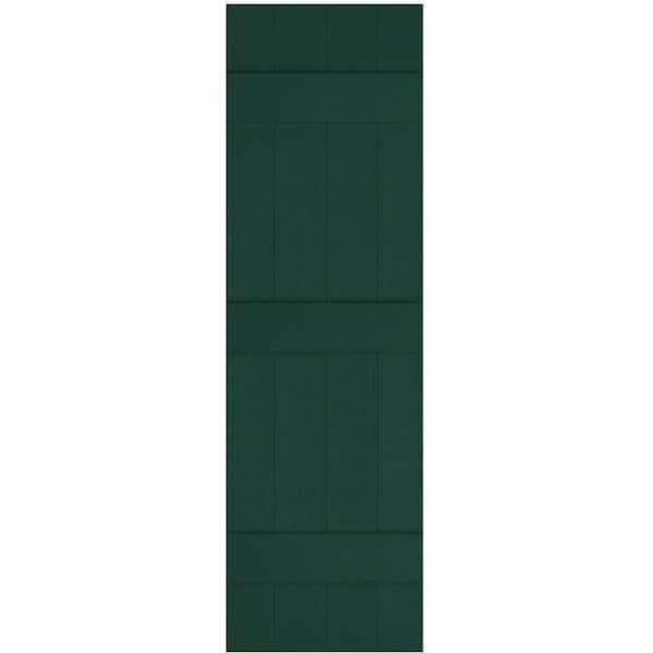 Ekena Millwork 14 in. x 55 in. Lifetime Vinyl Custom Four Board Joined Board and Batten Shutters Pair Midnight Green