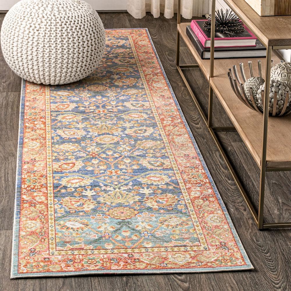 Gray Synthetic Reversible Stain-Resistant Runner Rug 2x8 Feet