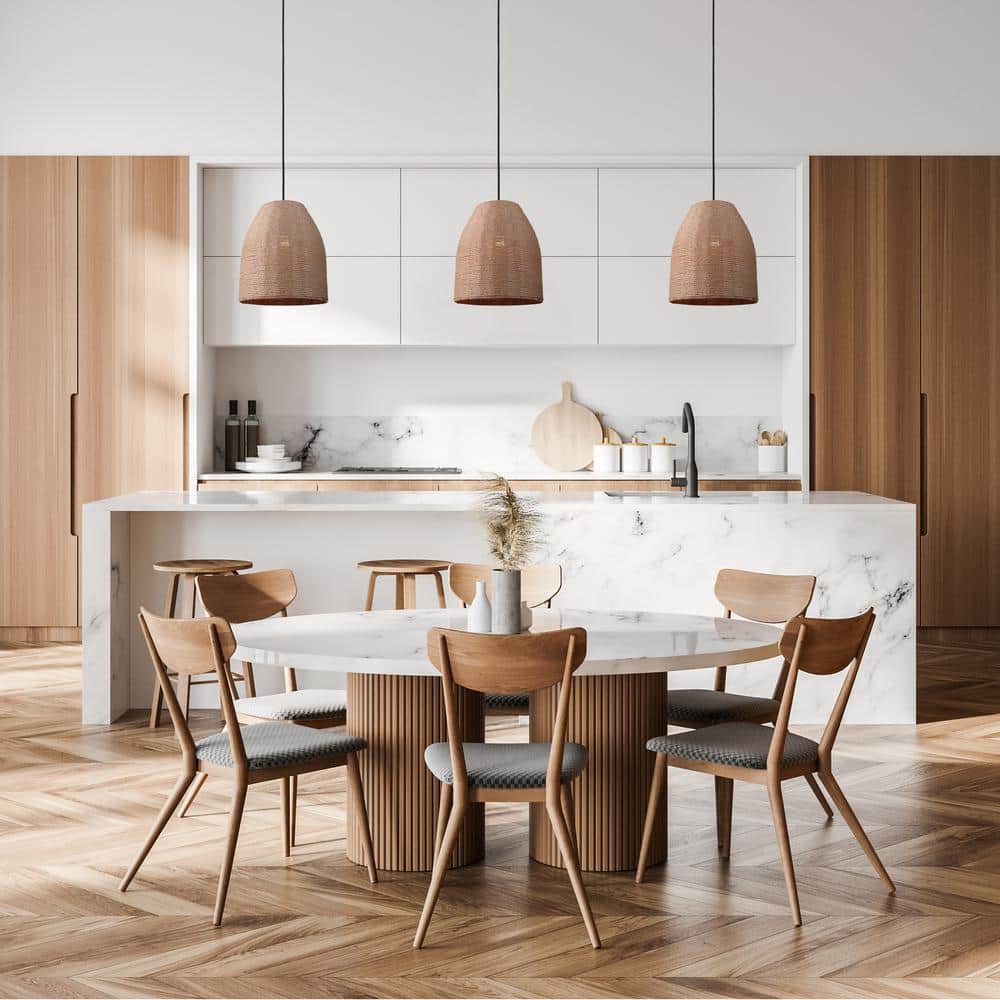 Aubrie 12" Matte Black & Rope Indoor/Outdoor Pendant Light