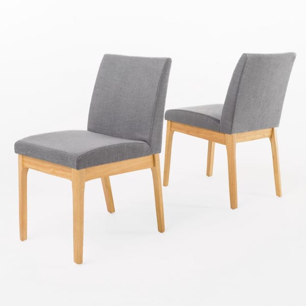 Noble House Kwame Dark Grey and Oak Dining Chairs (Set of 2)