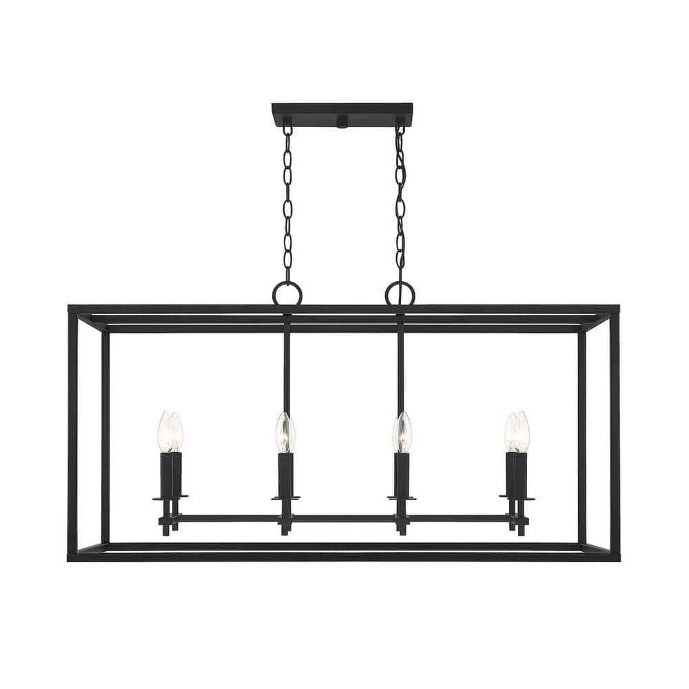 Matte Black 8-Light Outdoor Linear Chandelier by Meridian
