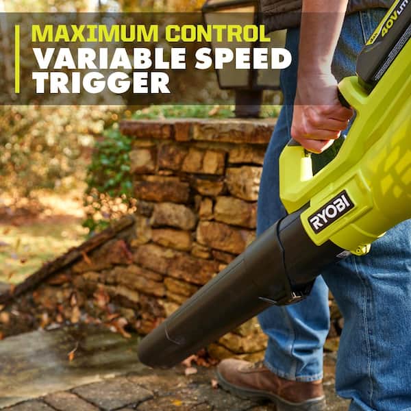 RYOBI - 40V 120 MPH 550 CFM Cordless Battery Leaf Blower With 4.0 Ah Battery and Charger