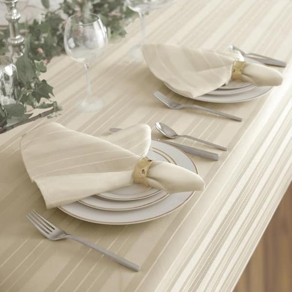 Denley Stripe Jacquard Napkin, Set of 4, Ivory - 17"W x 17"L