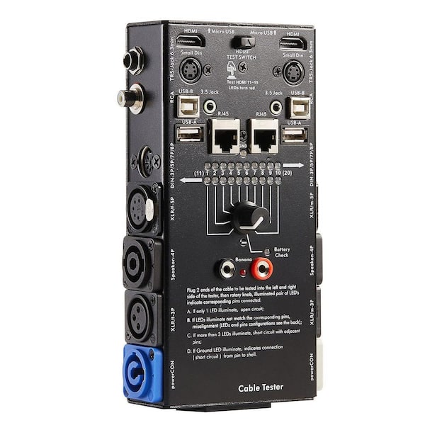 Lukyamzn 15-Plug Audio Cable Tester with LED Indicators and 10-Way Switch