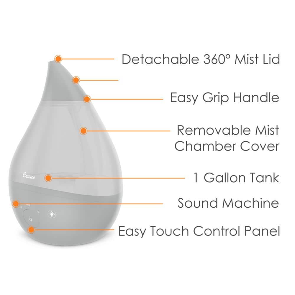 Gray Ultrasonic Cool Mist Humidifier with Sound Machine, 1 Gallon