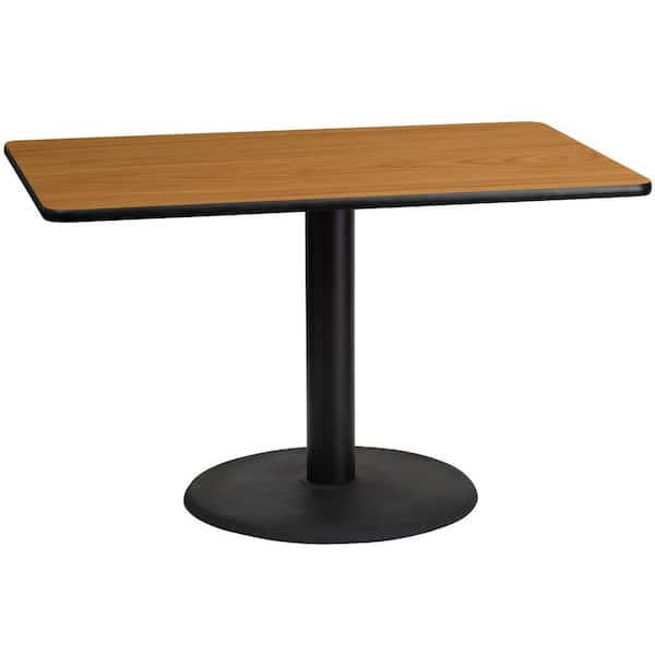 Flash Furniture 30 x 48 Rectangular Natural Laminate Table Top with 24 Round Table Height Base 
