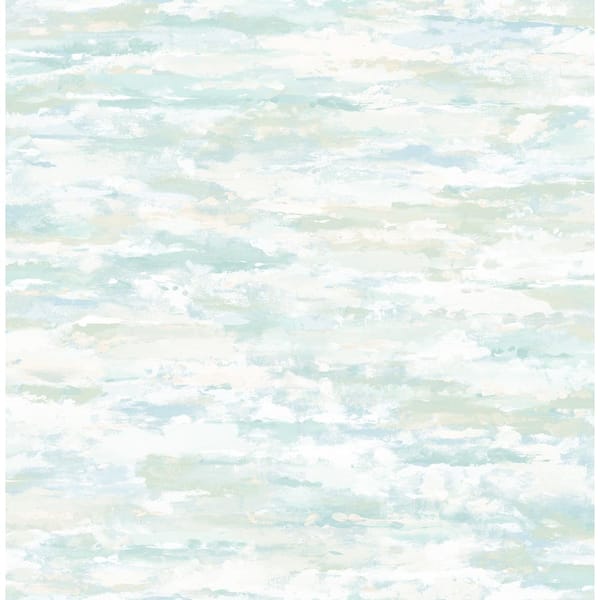 Seabrook Designs Brushstroke Watercolor Metallic Champagne, Ivory, and Powder Blue Paper Strippable Roll (Covers 56.05 sq. ft.)