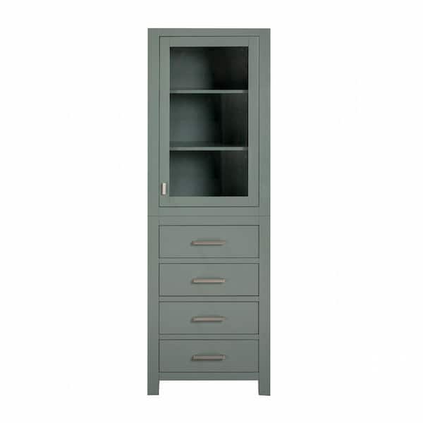 Modero 24 in. W x 20 in. D x 71.3 in. H Smoke Green Freestanding Linen Cabinet