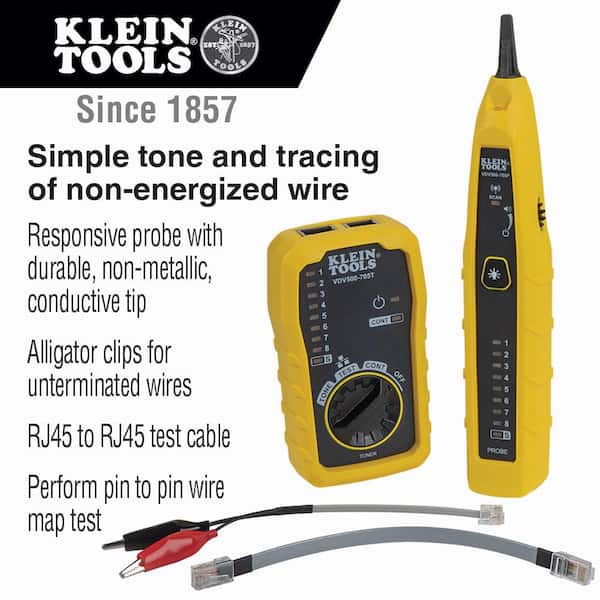 Klein Tools Tone and Probe Tester and Wire Tracer Set, (Ethernet  RJ45/Data/Voice/Video) VDV500-705 - The Home Depot