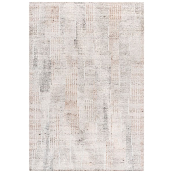 Manhattan 6 ft. x 9 ft. Beige/Ivory Distressed Striped Area Rug