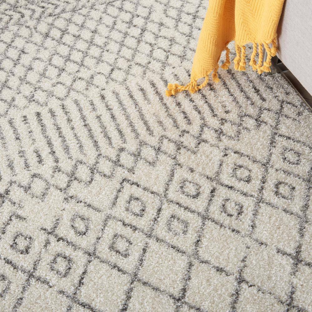 Scandinavian Geometric Soft-Feel Gray Synthetic 5'3" x 7'3" Area Rug