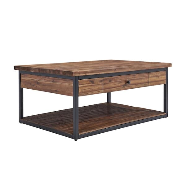 Alaterre Furniture Claremont 48 in. Dark Brown Large Rectangle Wood Coffee Table with Drawer