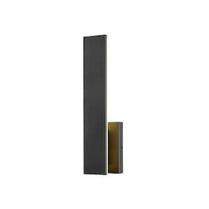Stylet 18 in. Black Outdoor Hardwired Shaded Wall Sconce with Integrated LED