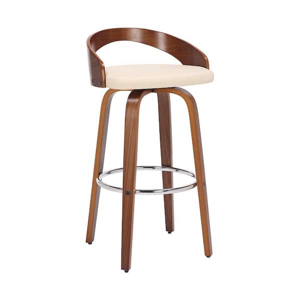 Benjara 30 in. Brown Low Back Wood Frame Barstool with Leatherette Seat