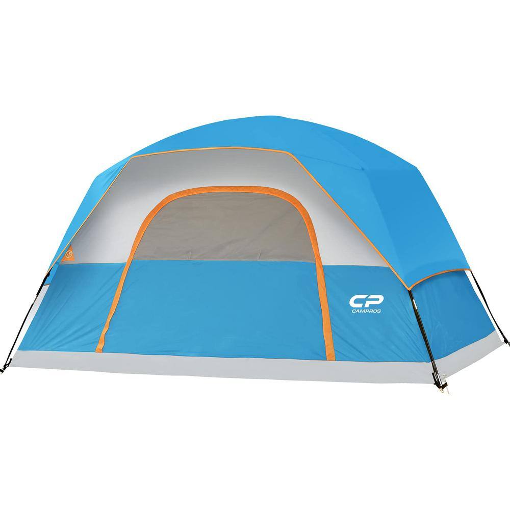 Sky Blue 8-Person Waterproof Family Dome Tent with Large Mesh Windows ...