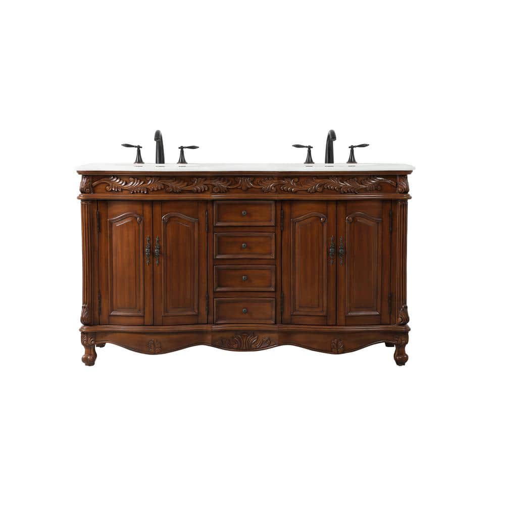 Simply Living 60 in. W x 22 in. D x 36 in. H Bath Vanity in Teak with Ivory