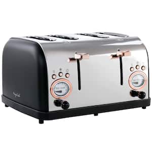 4-Slice Wide Slot Toaster With Variable Browning in Black and Rose Gold